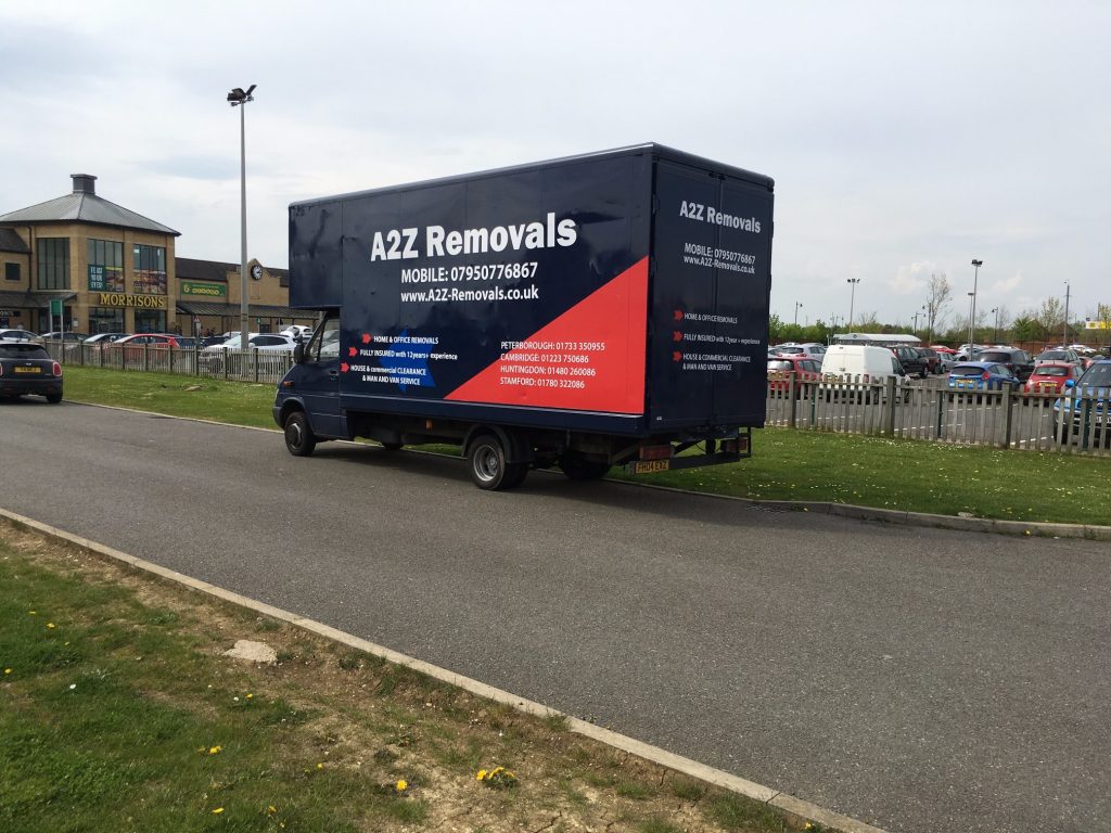 removal company van working in Peterborough
